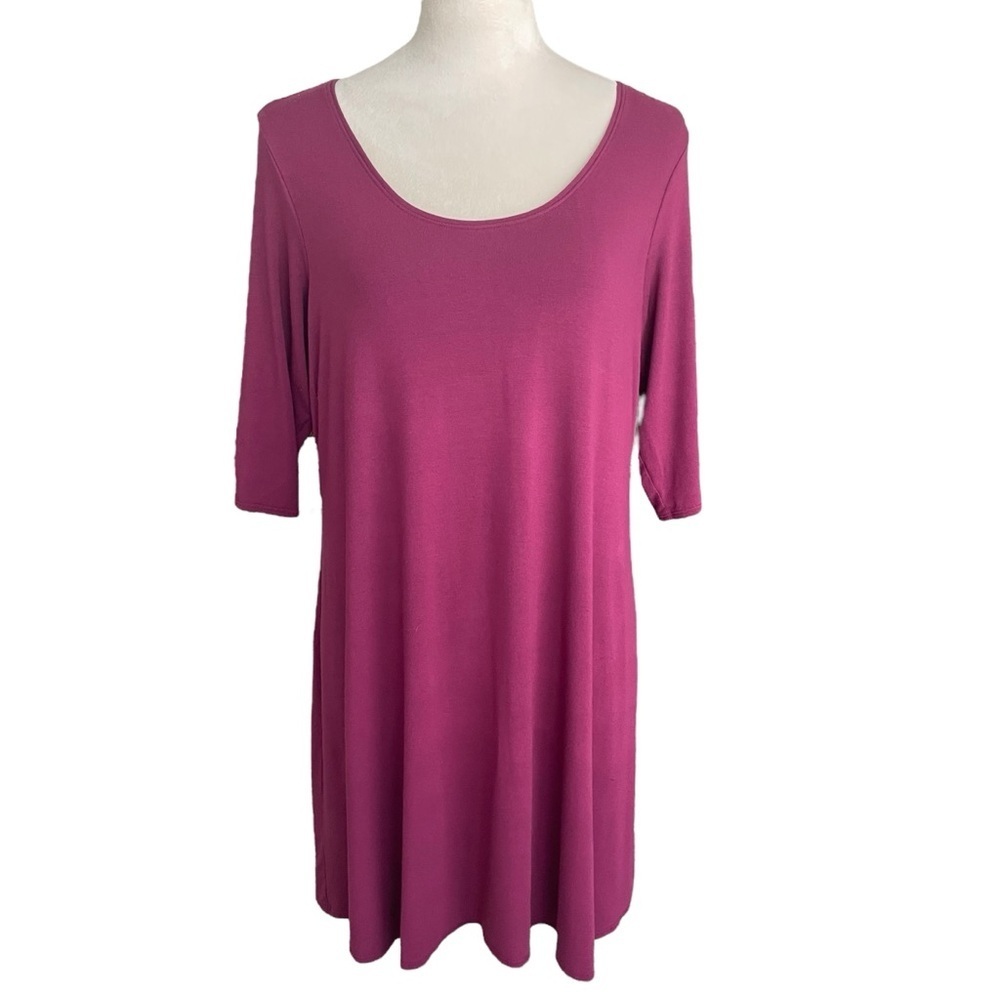 Eileen Fisher Tunic Top Women‎ L Maroon Lagen Look Minimalist Quiet Luxury